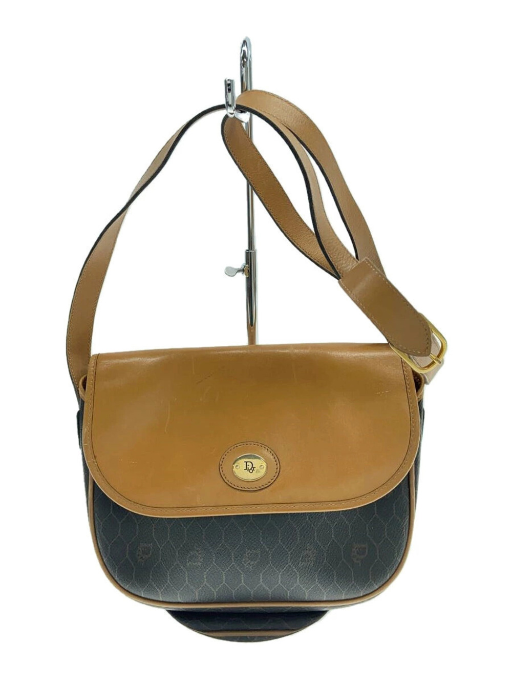 Christian Dior Shoulder Bag Brown All over Honeycomb